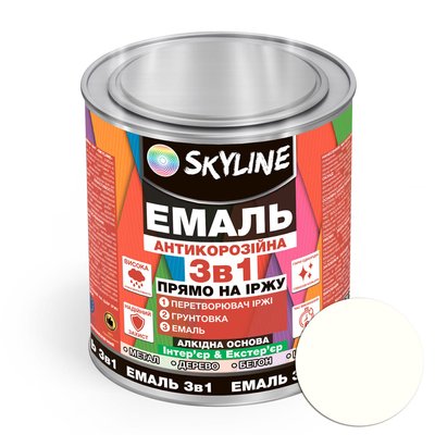Эмаль алкидная 3 в 1 по ржавчине антикоррозионная «Skyline» Белый 2.5 кг ALKEMB-S-25 фото