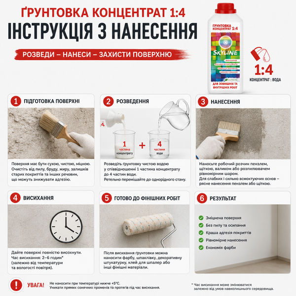 Грунтовка глибокопроникаюча акрилова концентрат 1:4 SkyLine 2 л GK-S-2 фото