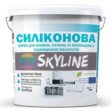 Краска СИЛИКОНОВАЯ для ванной, кухни и помещений с повышенной влажностью SkyLine 1,4 кг KSIL-S-1 фото