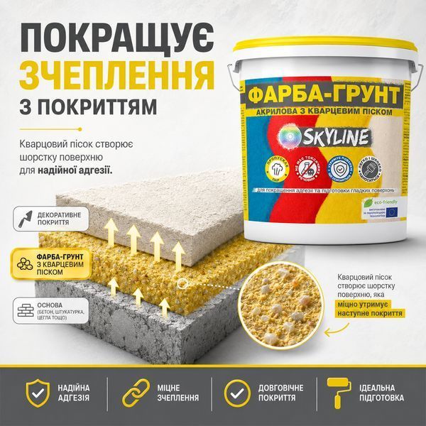 Фарба - Грунт акрилова з кварцовим піском SkyLine 7 кг KG-S-5 фото