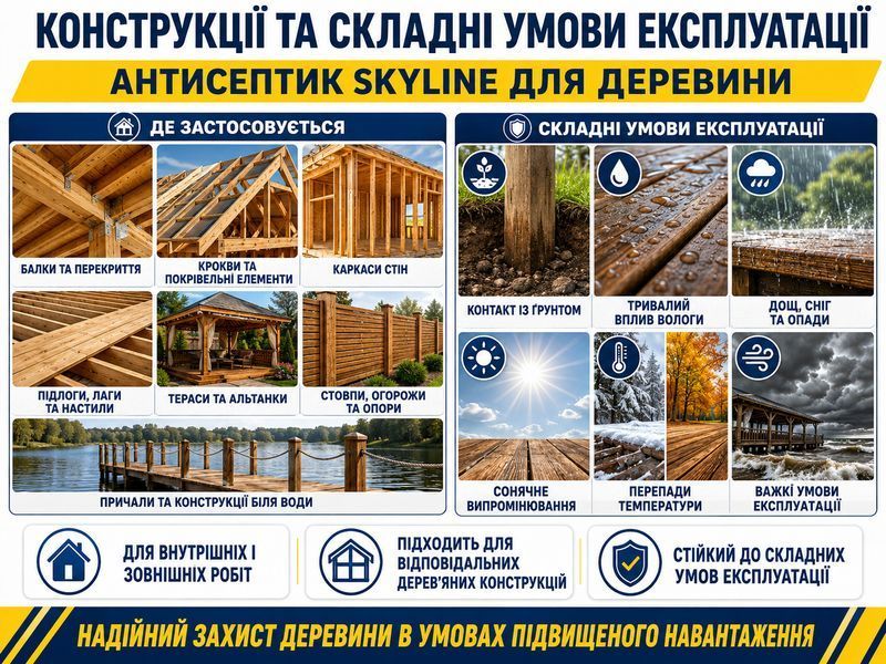 Антисептик біозахист що не змивається для обробки деревини SkyLine 1л ANT-S-1 фото
