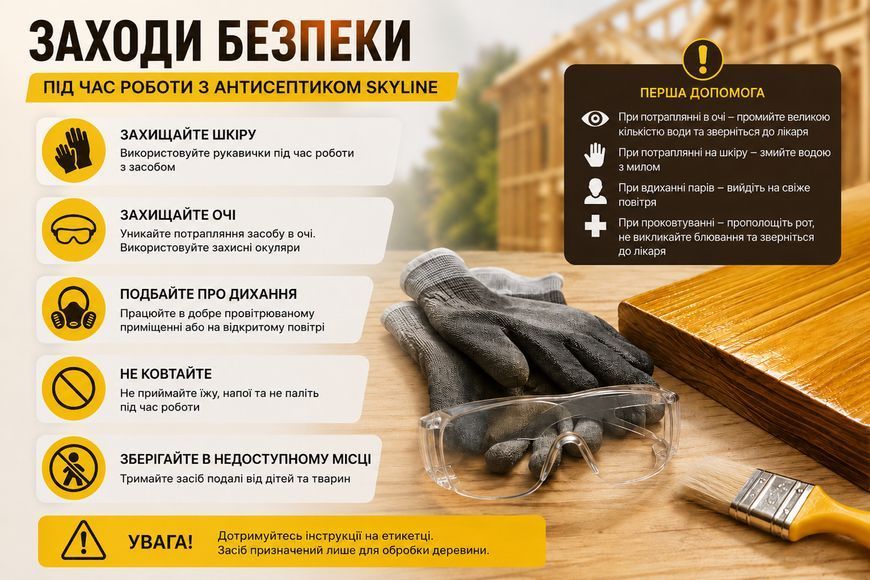 Антисептик біозахист що не змивається для обробки деревини SkyLine 1л ANT-S-1 фото
