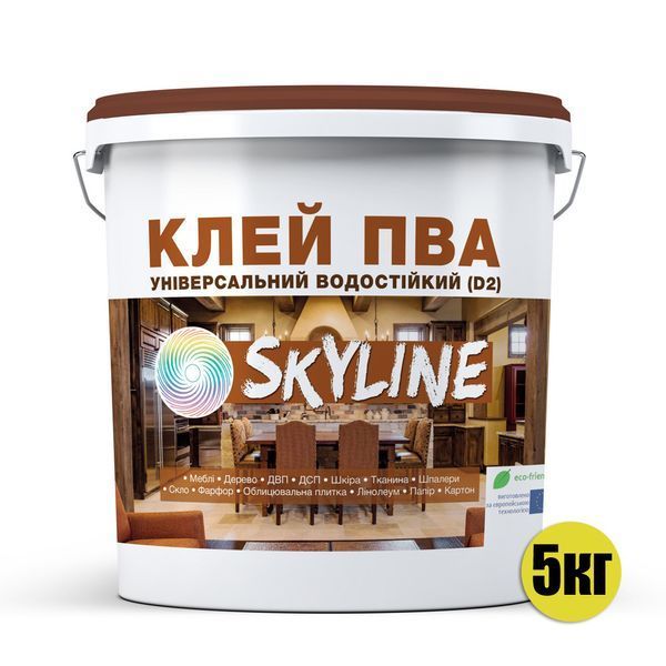 ПВА Клей универсальный водостойкий D2 SkyLine 5 кг PVAD2-S-5 фото