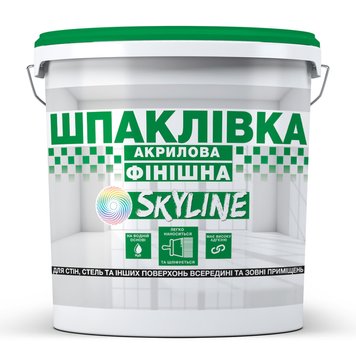 Шпаклівка акрилова фінішна, готова до застосування, для внутрішніх та зовнішніх робіт SkyLine Білосніжна 1.5 кг SPF-S-1 фото