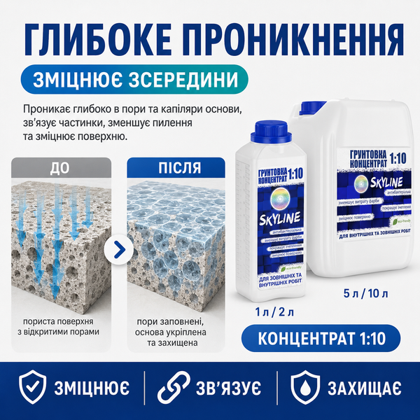 Грунтовка - концентрат 1:10 Skyline акрилова глибокопроникаюча 2 л 2661909962 фото