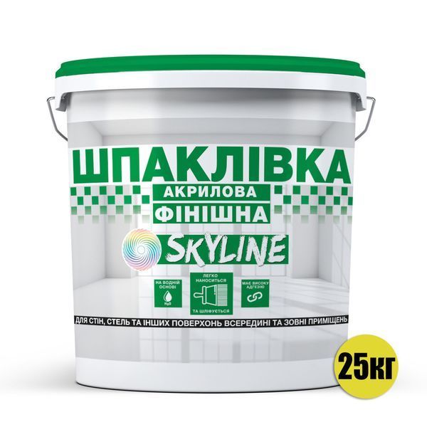 Шпаклевка акриловая финишная, готовая к применению для внутренних и наружных работ SkyLine Белоснежная 25 кг SPF-S-20 фото