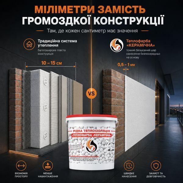 Рідка теплоізоляція для утеплення будь-яких поверхонь Теплофарба Керамічна ГРАФІТОВА 1л 2813089432 фото