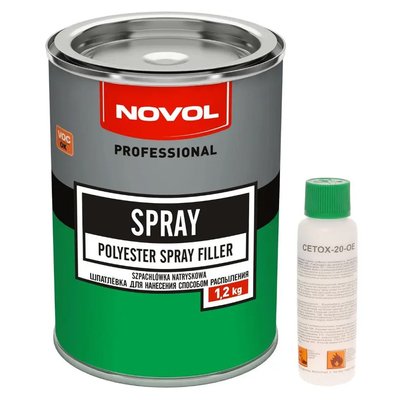 Шпаклівка рідка Novol SPRAY 1.2 кг + Затверджувач 50 мл 1201 фото