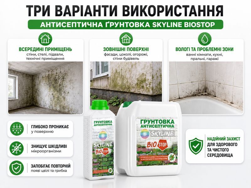 Антисептична протигрибкова ґрунтовка Біостоп SkyLine з триггером 0.5 л GBIO-S-05T фото
