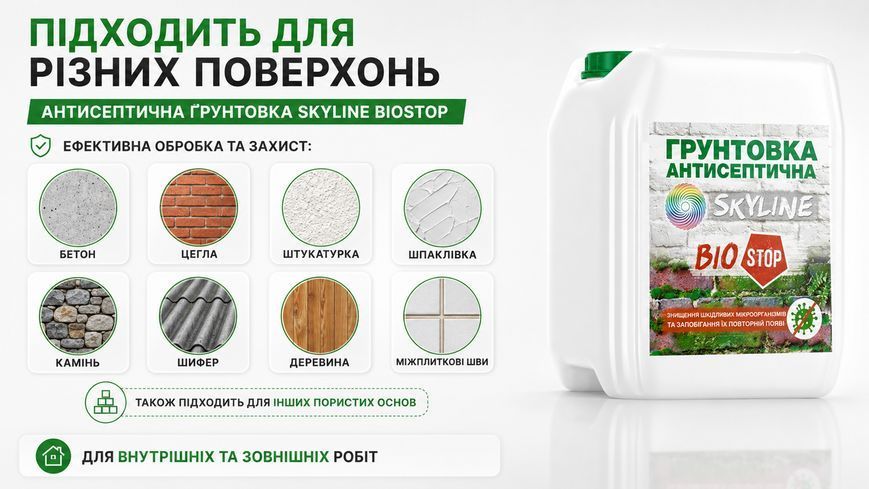 Антисептична протигрибкова ґрунтовка Біостоп SkyLine з триггером 0.5 л GBIO-S-05T фото