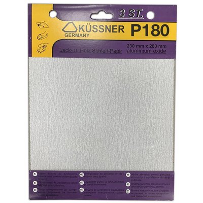 Папір наждачний Kussner PS33 для фарб, лаків та шпаклівок P180, 230x280 мм, уп. 3 шт. 1030-332418 фото