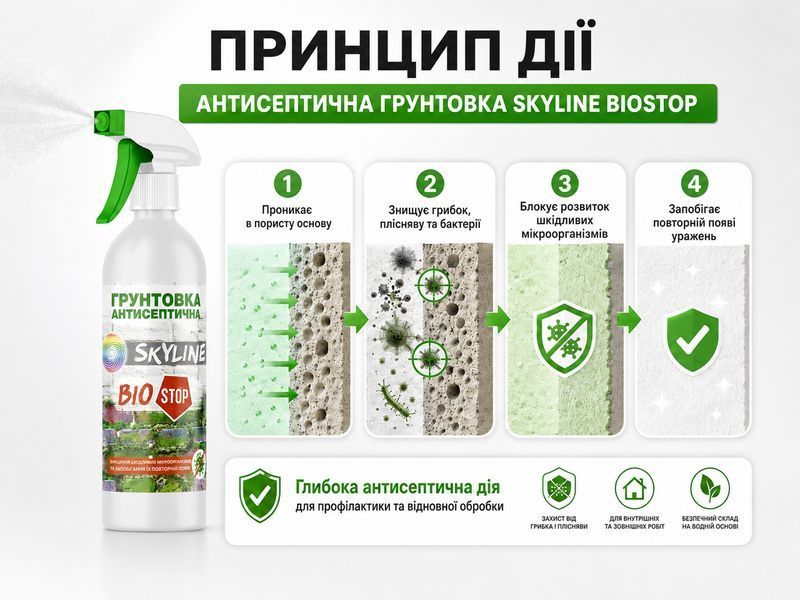 Антисептична протигрибкова ґрунтовка Біостоп SkyLine 1л GBIO-S-1 фото