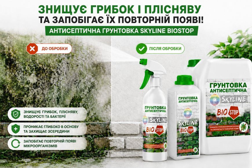 Антисептическая противогрибковая грунтовка Биостоп SkyLine 2л GBIO-S-2 фото