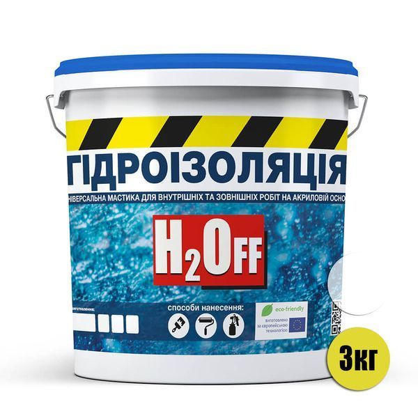 Гідроізоляція універсальна акрилова фарба мастика H2Off Прозора 3 кг GIDR-S-T-3 фото