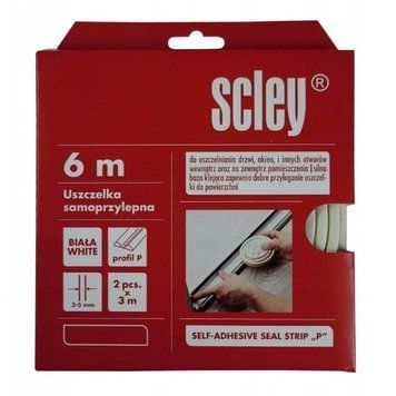 Ущільнювач самоклеючий Scley для вікон та дверей, профіль P, білий, 2 x 3 м (0398-201006) 2500101226 фото